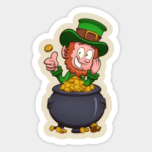 Leprechaun With Pot Of Gold Sticker